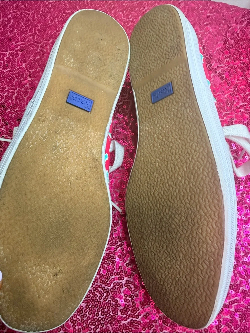 Keds Pink Canvas Taylor Swift Sneakers with Teal Heart Print